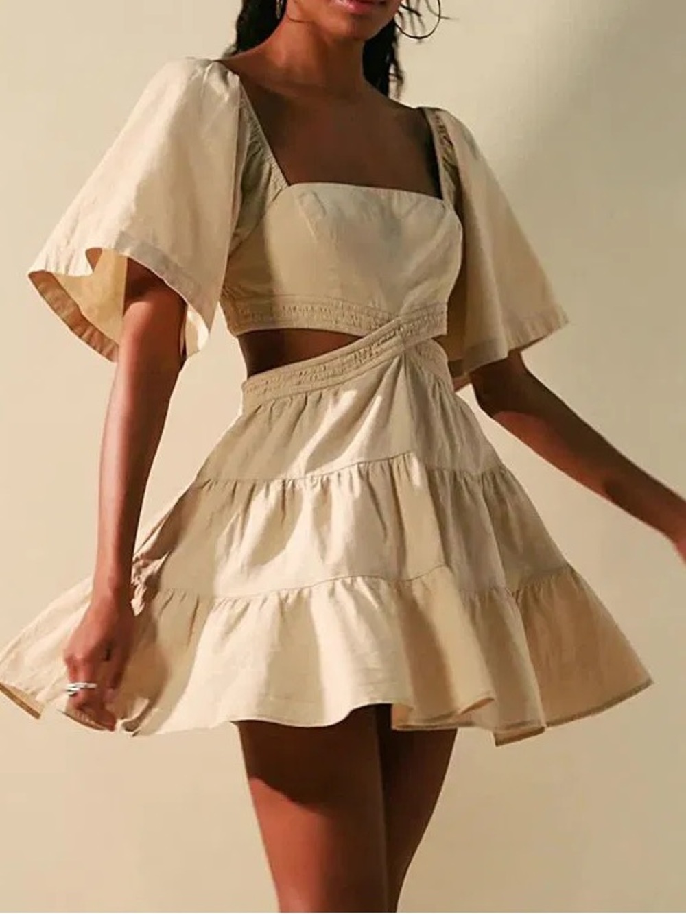 Free People Cross of Light Mini Dress, XS, peach sands